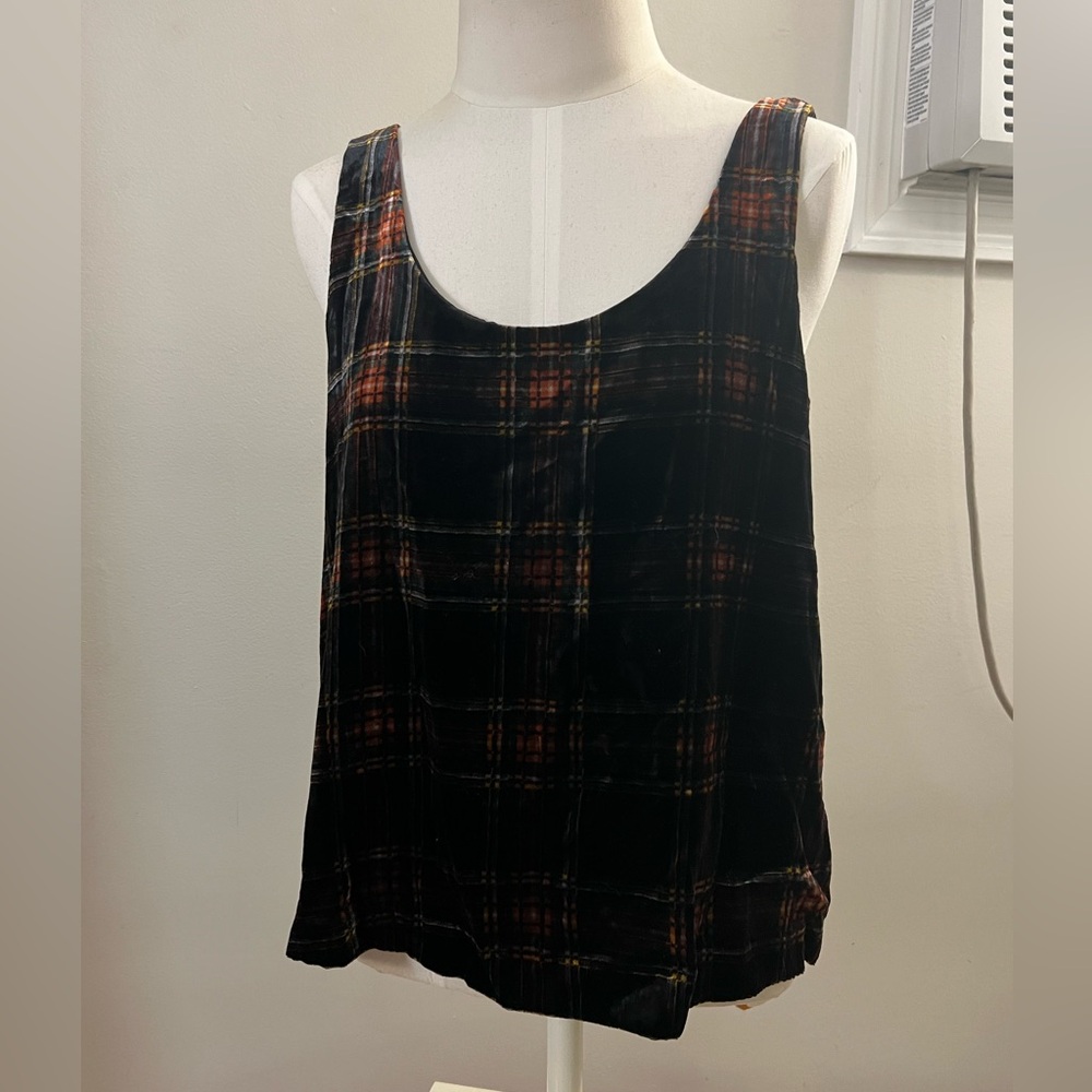 J. Crew Plaid Velvet Top - Small